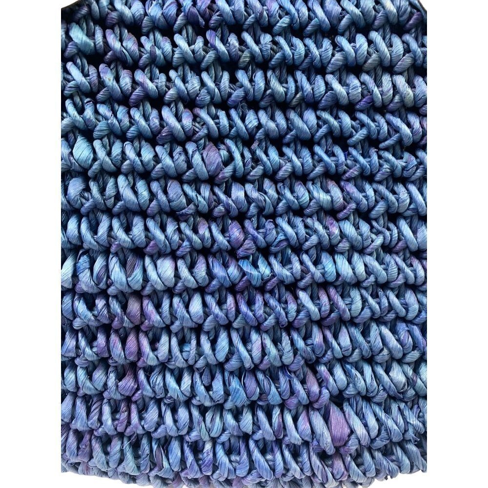 Women's Blue Wicker Handbag - Picture 3 of 7